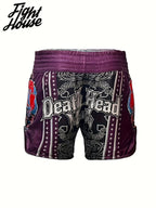 Short de Muay Thaï Fight House Skull violet – vue de dos