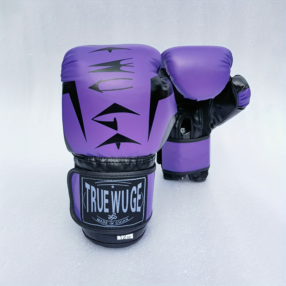 1 Pair Boxing Training Gloves - Lightweight PU Martial Arts Gloves with Adjustable Closure, Cushioned Padding for Punching, Kickboxing, Muay Thai, MMA - Ideal for Beginners, Pros, Heavy Bags, Focus Mitts, Sparring - Durable &