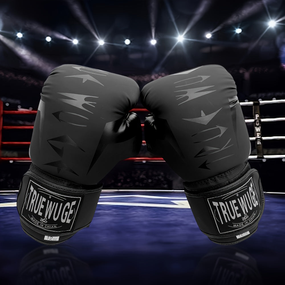 1 Pair Boxing Training Gloves - Lightweight PU Martial Arts Gloves with Adjustable Closure, Cushioned Padding for Punching, Kickboxing, Muay Thai, MMA - Ideal for Beginners, Pros, Heavy Bags, Focus Mitts, Sparring - Durable &