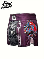 Short de Muay Thaï Fight House Skull violet – tissu