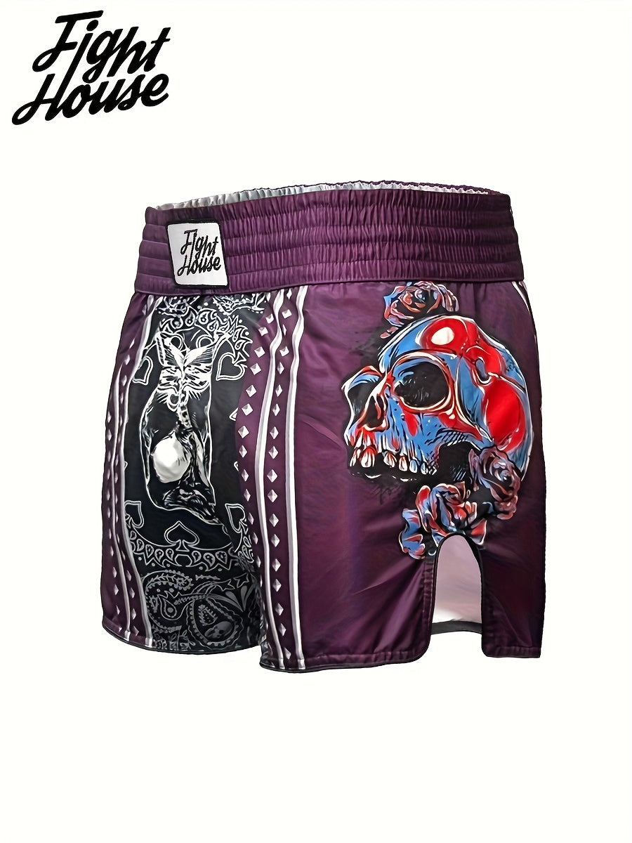 Short de Muay Thaï Fight House Skull violet – tissu