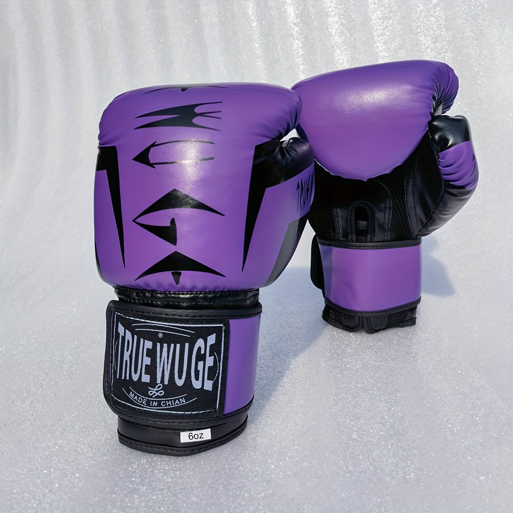 1 Pair Boxing Training Gloves - Lightweight PU Martial Arts Gloves with Adjustable Closure, Cushioned Padding for Punching, Kickboxing, Muay Thai, MMA - Ideal for Beginners, Pros, Heavy Bags, Focus Mitts, Sparring - Durable &