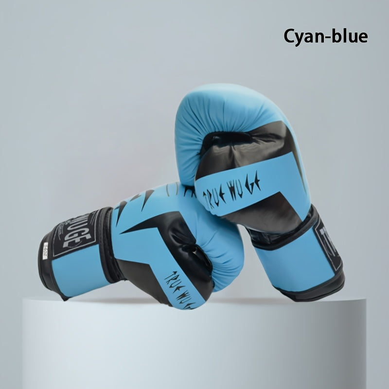 1 Pair Boxing Training Gloves - Lightweight PU Martial Arts Gloves with Adjustable Closure, Cushioned Padding for Punching, Kickboxing, Muay Thai, MMA - Ideal for Beginners, Pros, Heavy Bags, Focus Mitts, Sparring - Durable &