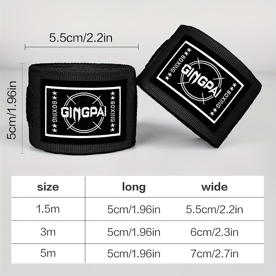 GINGPAI Boxing Hand Wraps - 1.5m/3m/5m Lengths, Elastic Polyester Bandage for Fitness, Sanda, Muay Thai & Combat Sports