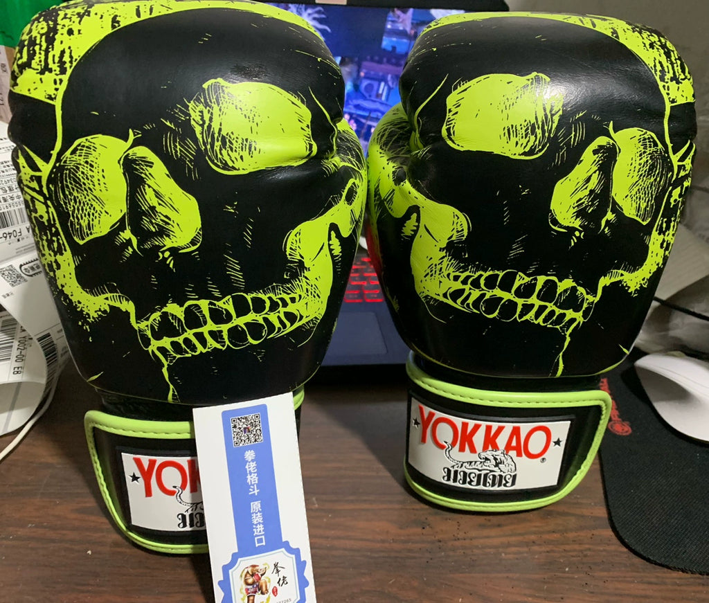 Night Skeleton Thailand original imported YOKKAO cowhide leather boxing gloves Muay Thai combat sports men's and women's shorts