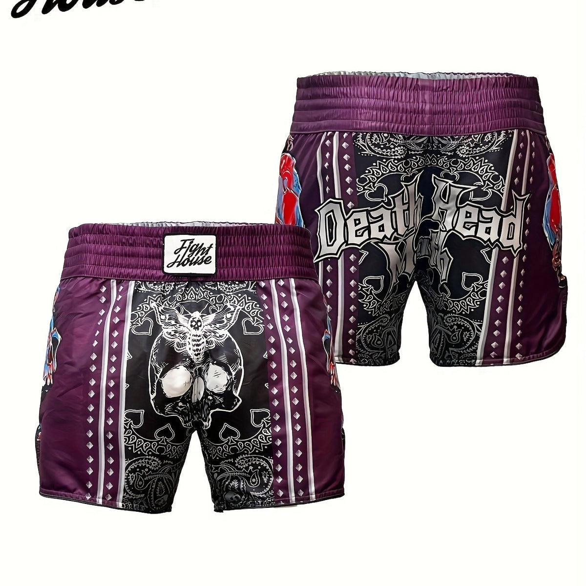 Short de Muay Thaï Fight House Skull violet – vue 10