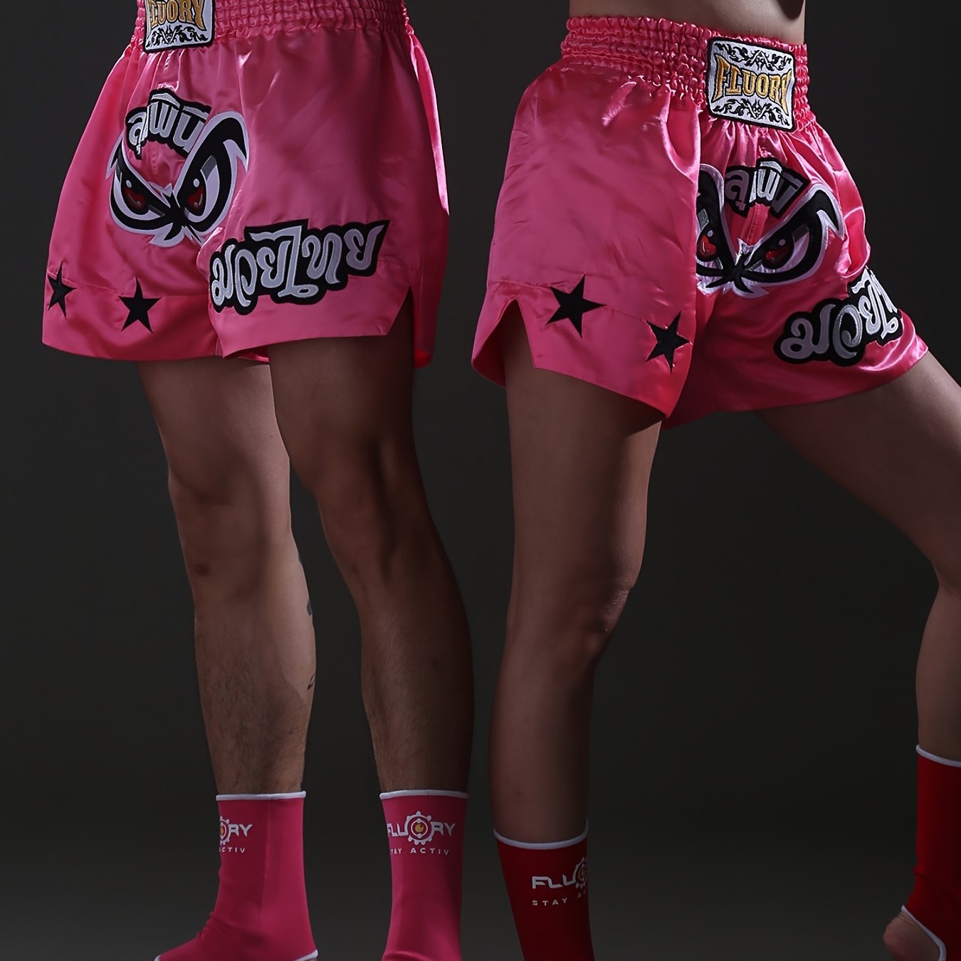 FLUORY "Rose Fluo" - Shorts de Muay thaï